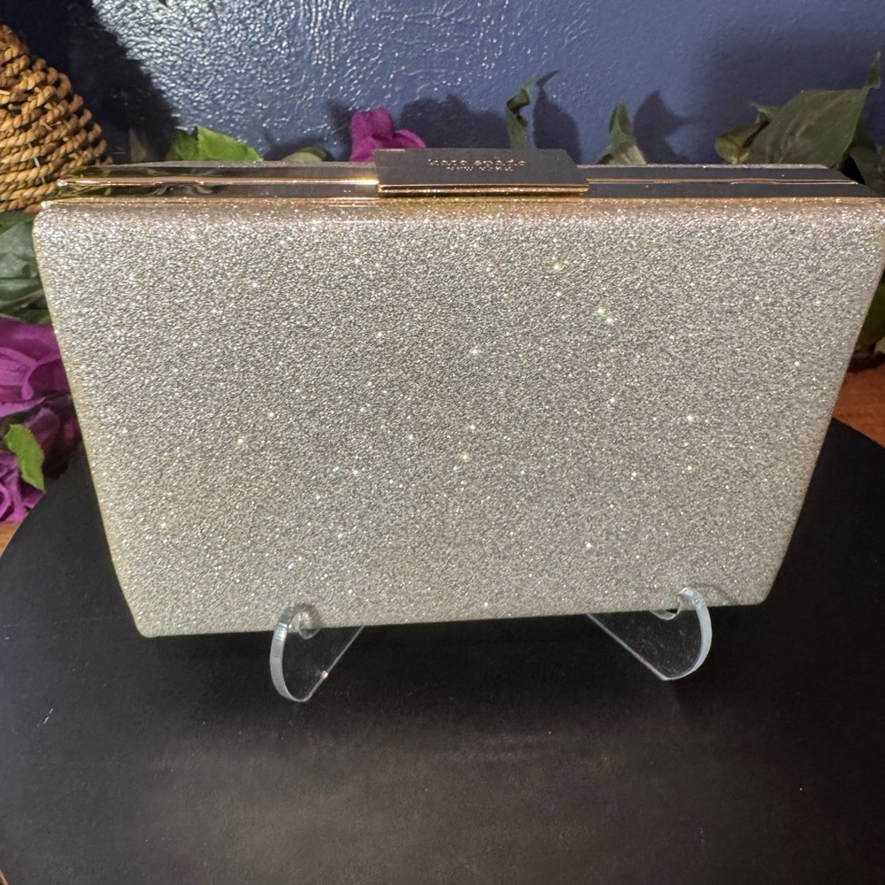 NWT Kate Spade Silver Glitter Crystal Court Bag